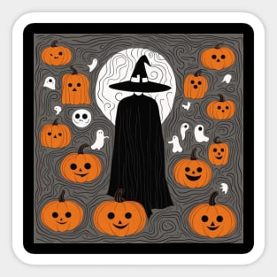 Colorful Cartoon Pattern Halloween Design Sticker